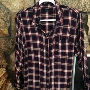 Lucky Brand Plaid Flannel Long Tail size Large